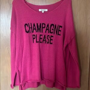 Pink Crew Neck Sweater with Bold Text